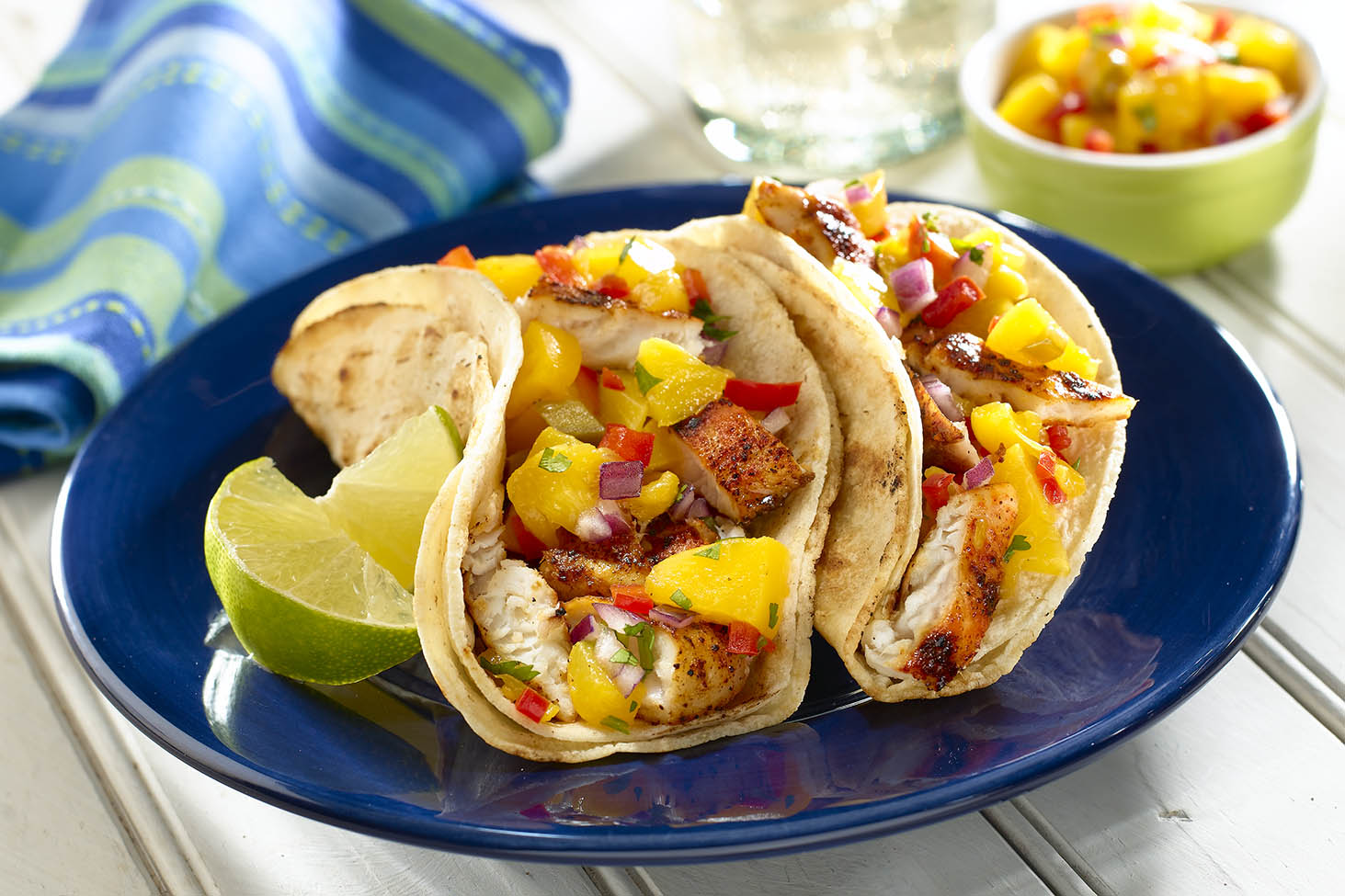Grilled Fish Tacos with Peach Salsae