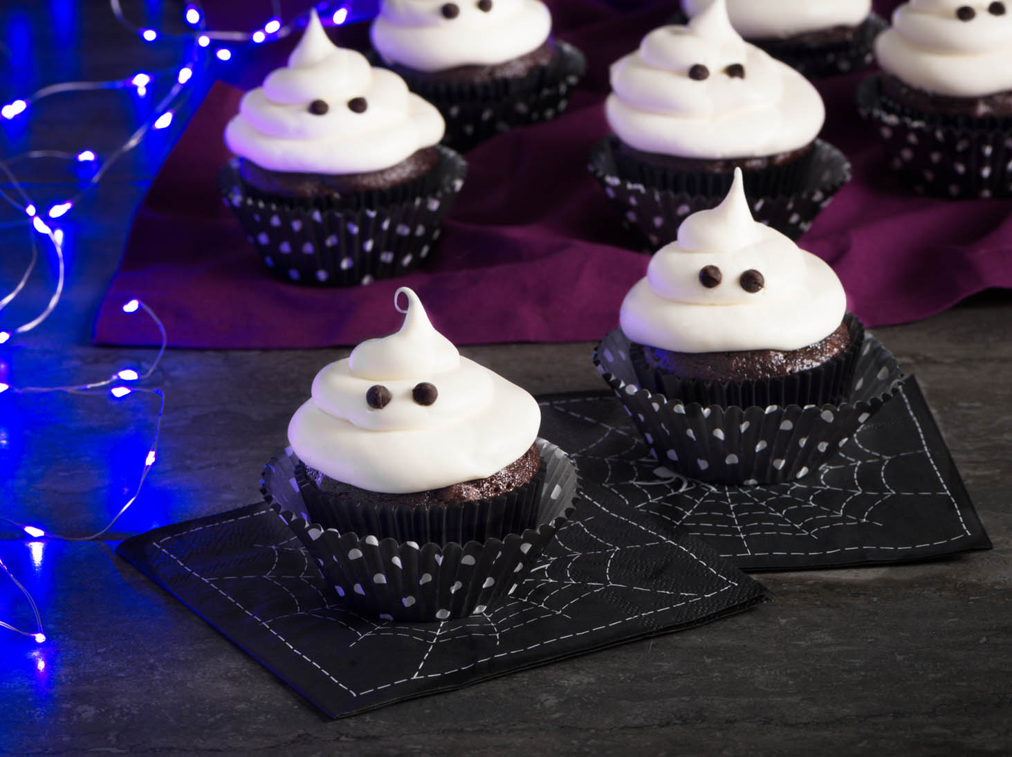 Chocolate Ghost Cupcakes with Beet and Guava