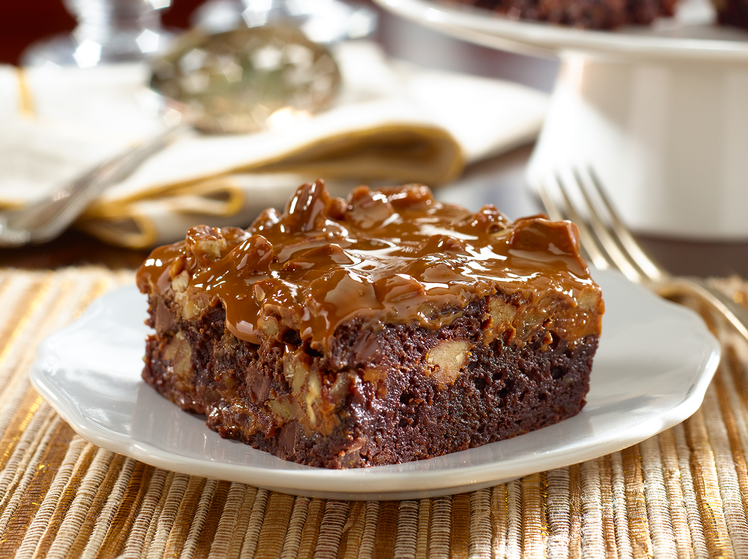 Coffee Brownies with Dulce de Leche and Pecans