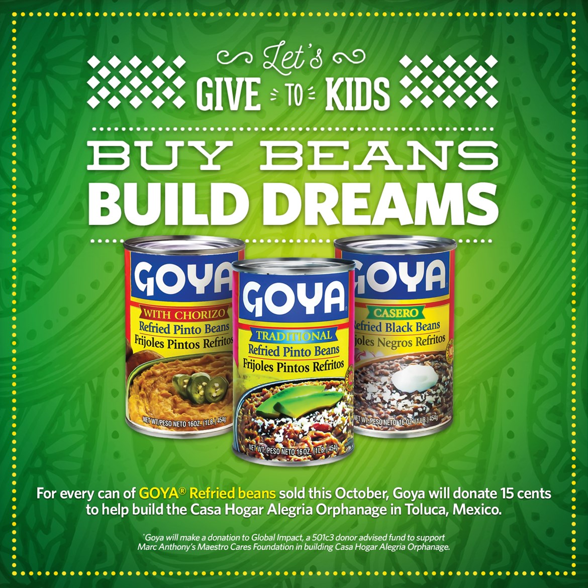 Press Release: Goya Foods Announces 'Let's Give to Kids' Program to Raise Funds for the Maestro Cares Foundation