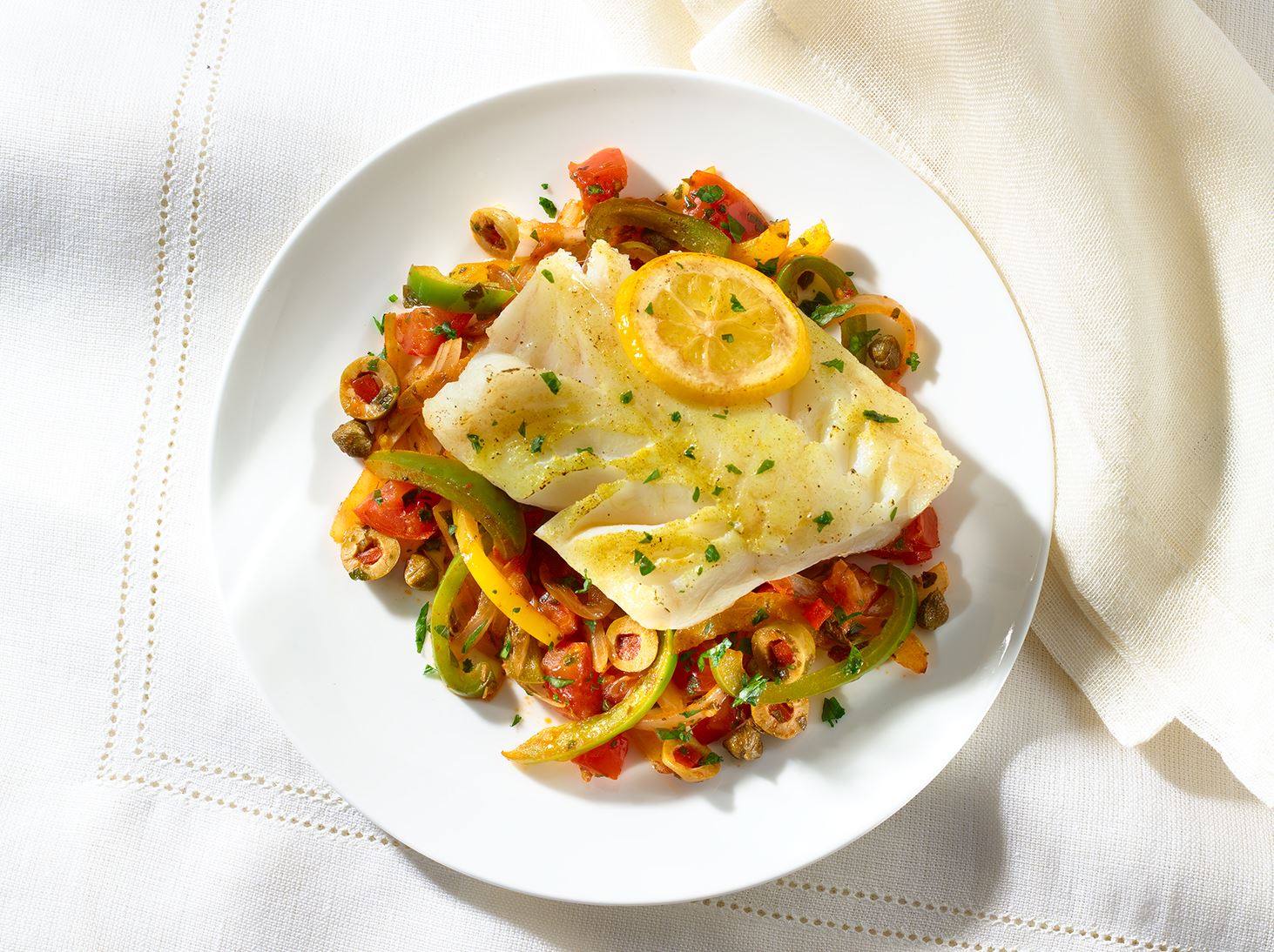 Baked Cod with Smoky Pepper Ragout