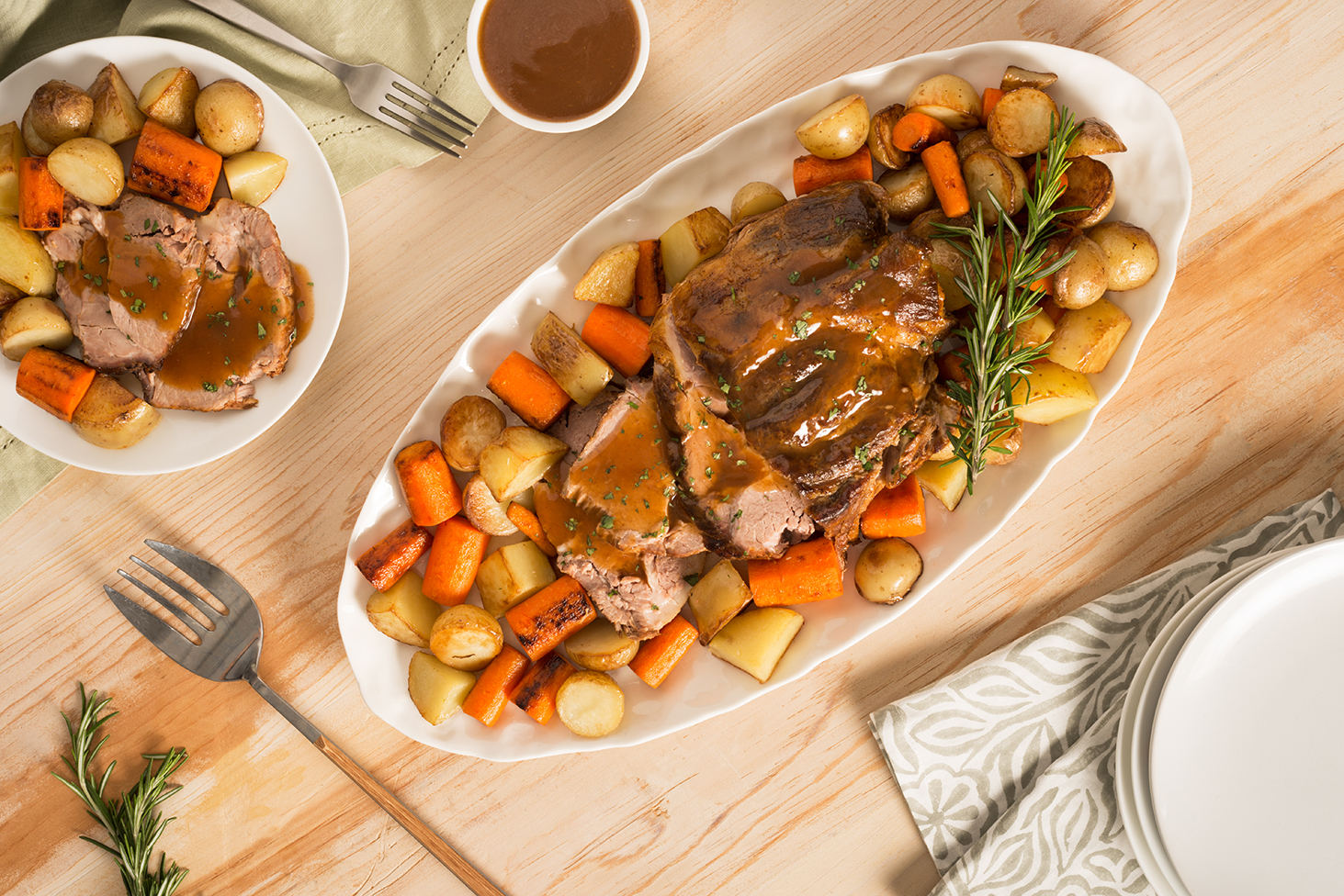 Beer-Roasted Mojo Pork with Potatoes and Carrots