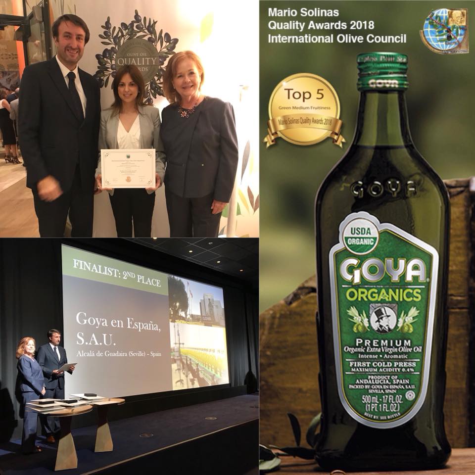 Goya recibir el Premio de Calidad Mario Solinas, por nuestro Aceite de Oliva Virgen Extra Ecológic