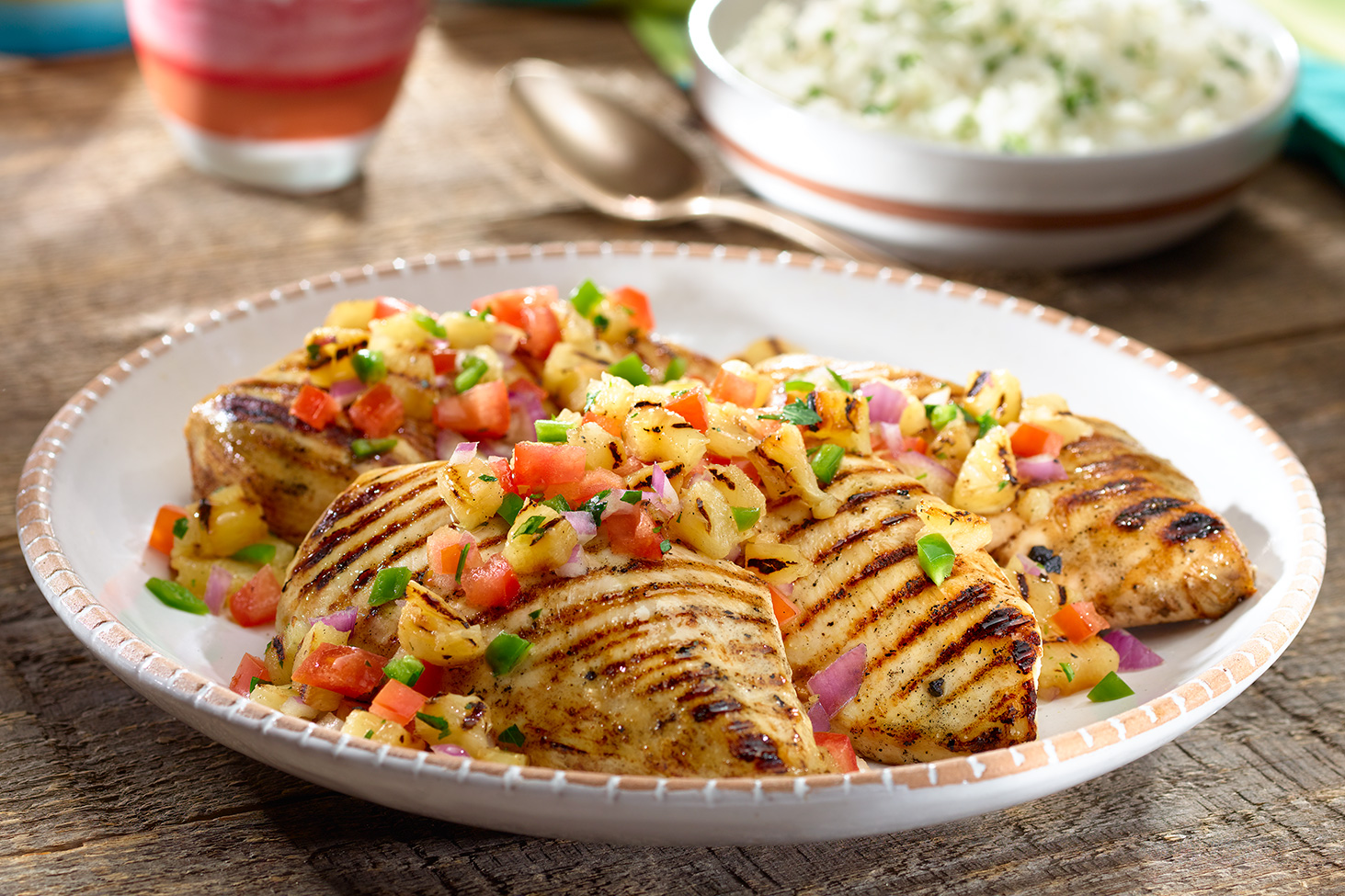 Grilled Mojo Chicken with Charred Pineapple Salsa