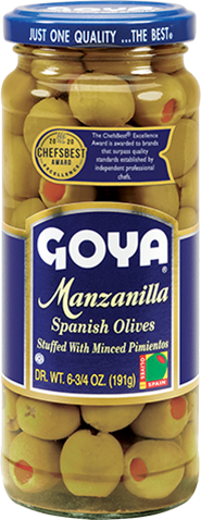 Manzanilla Olives Stuffed with Minced Pimientos