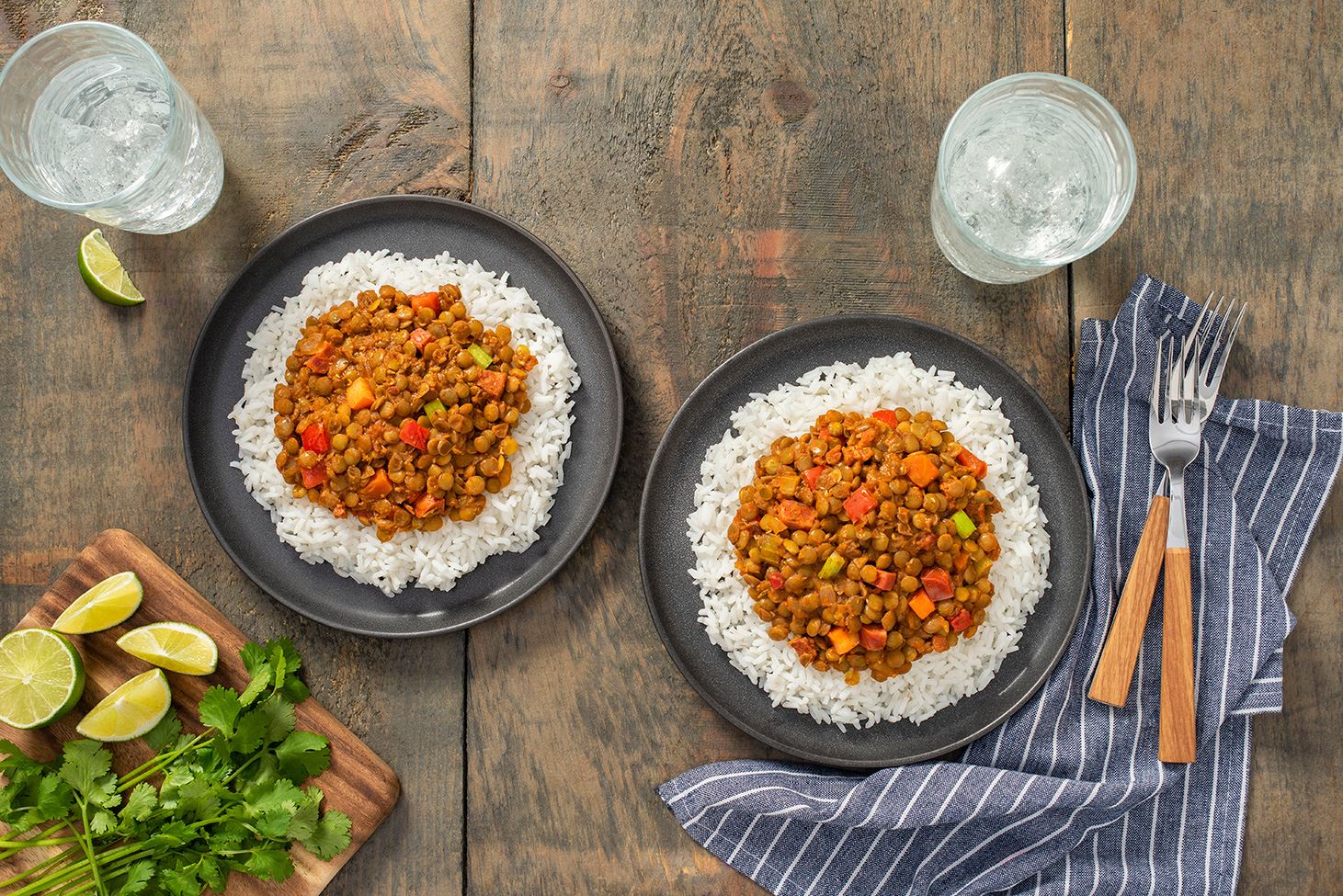 Homemade Lentils with Chorizo and Rice