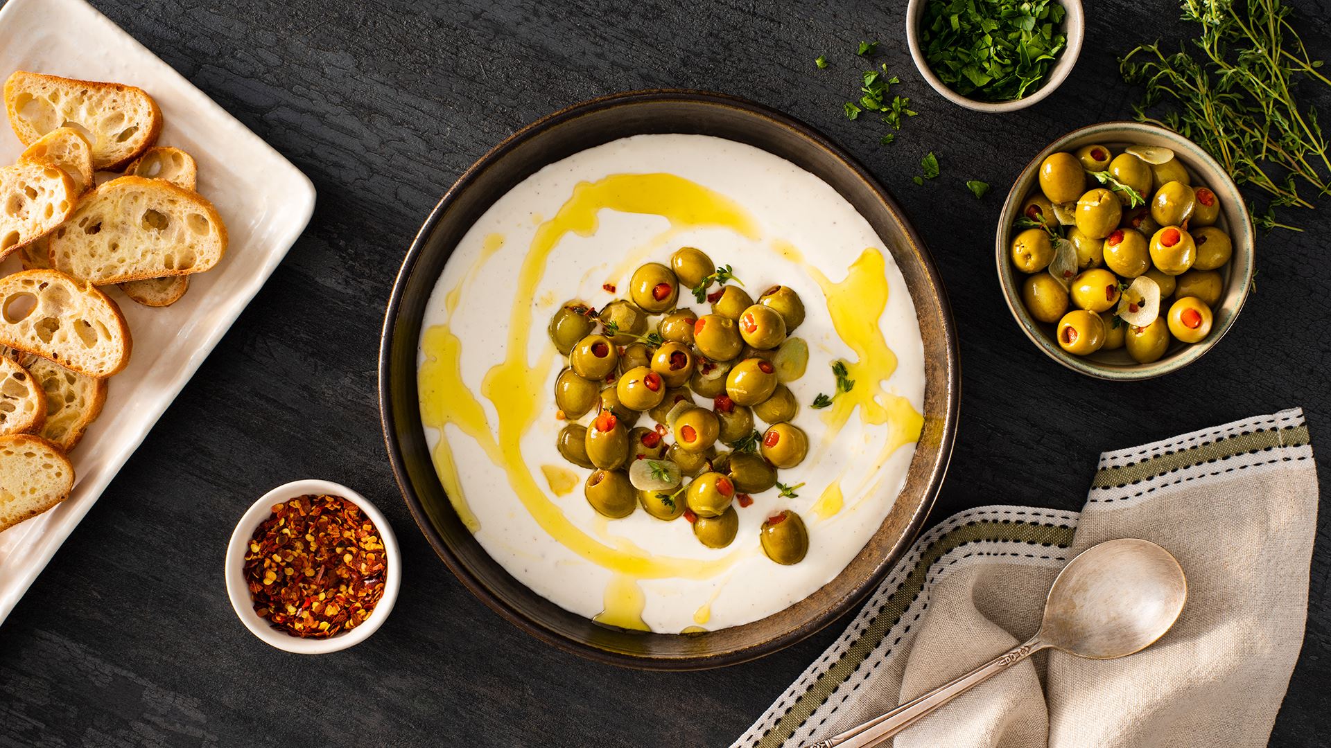 Whipped Feta with Roasted Olives