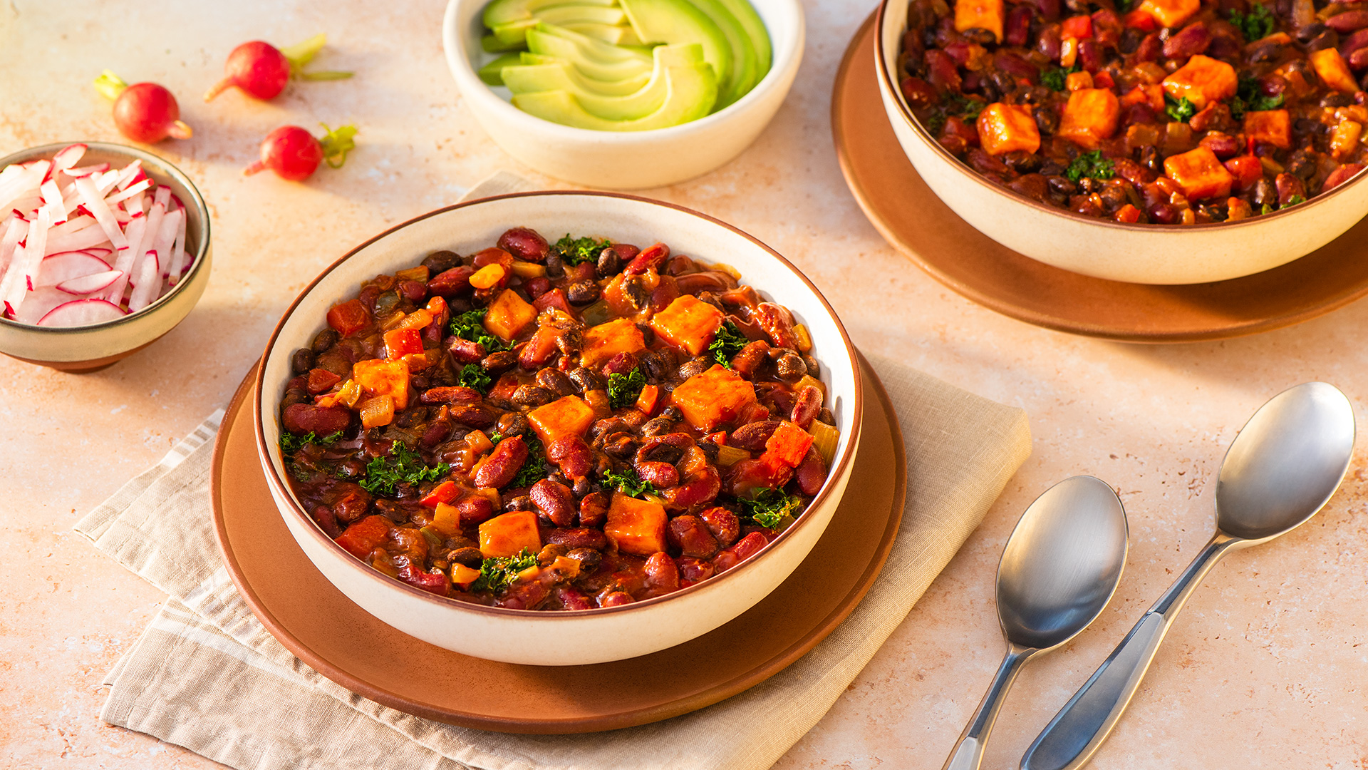 Easy Vegetarian Chili with Kale and Sweet Potato