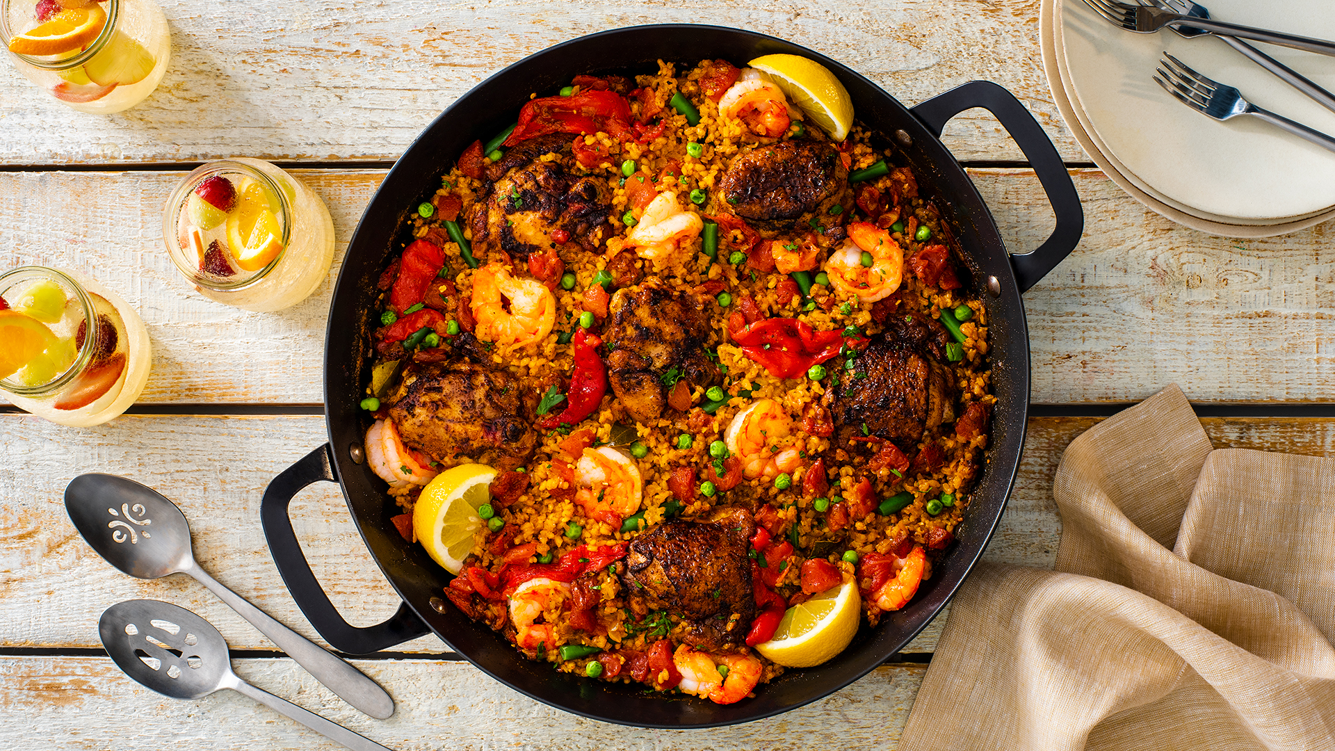 Grilled Paella with Chicken and Shrimp
