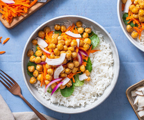Crispy Chickpeas and Coconut Rice Bowl