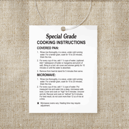 Overflow Basmati Rice Jute Bag 11 LB_Tag Back