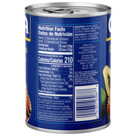 Overflow Papaya Slices in Heavy Syrup 17 OZ_Side