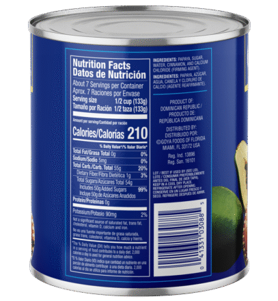 Overflow Papaya Slices in Heavy Syrup 34 OZ_Side