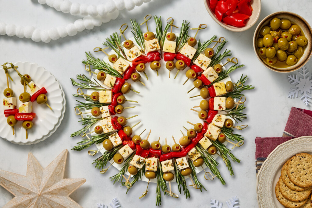 Marinated Olive and Cheese Skewers