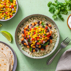 Arroz con Frijoles y Fajitas al Horno