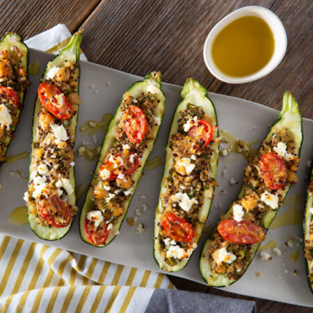 Baked Zucchini with Chickpea Stuffing