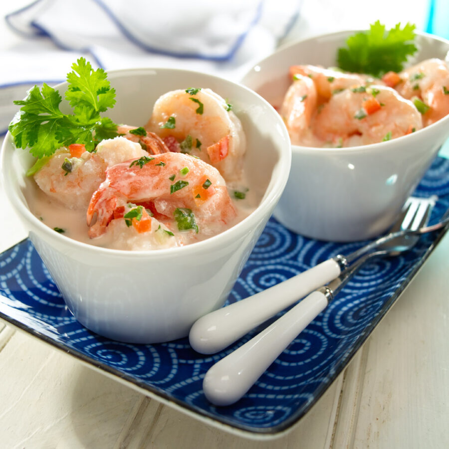 Ceviche de Camarones con Coco