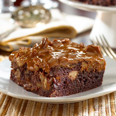 Coffee Brownies with Dulce de Leche and Pecans