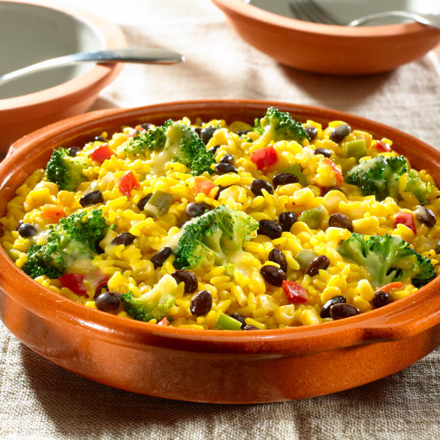 Arroz con Verduras y Frijoles Negros