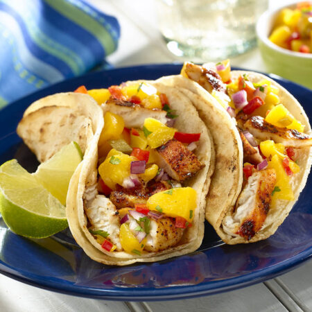 Grilled Fish Tacos with Peach Salsa