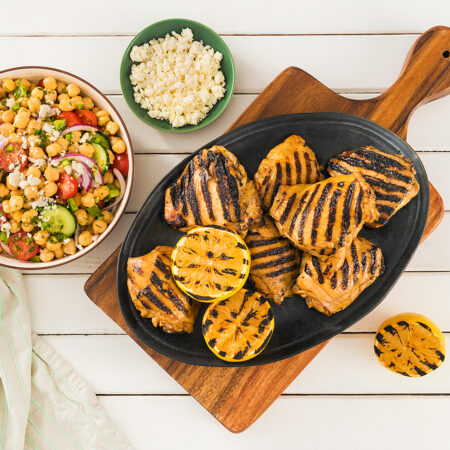 Grilled Lemon-Garlic Chicken with Chickpea Salad