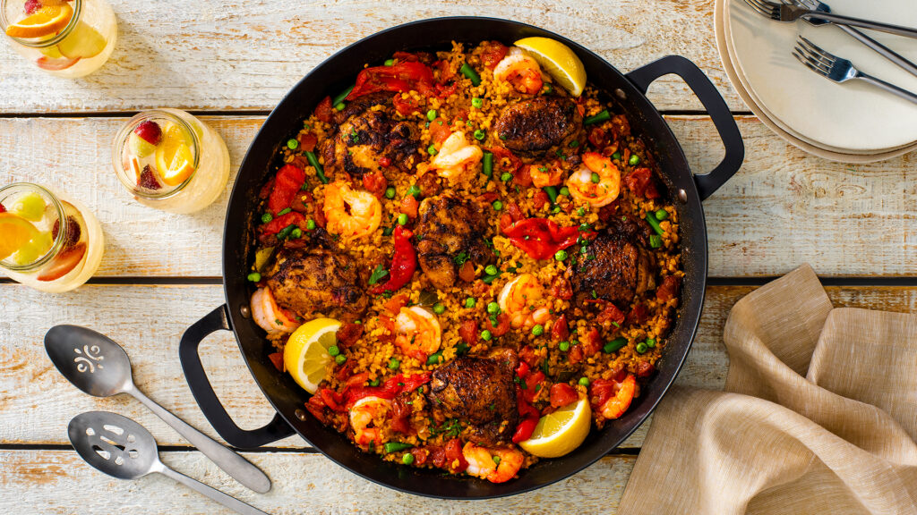 Grilled Paella with Chicken and Shrimp - Recipes | Goya Foods