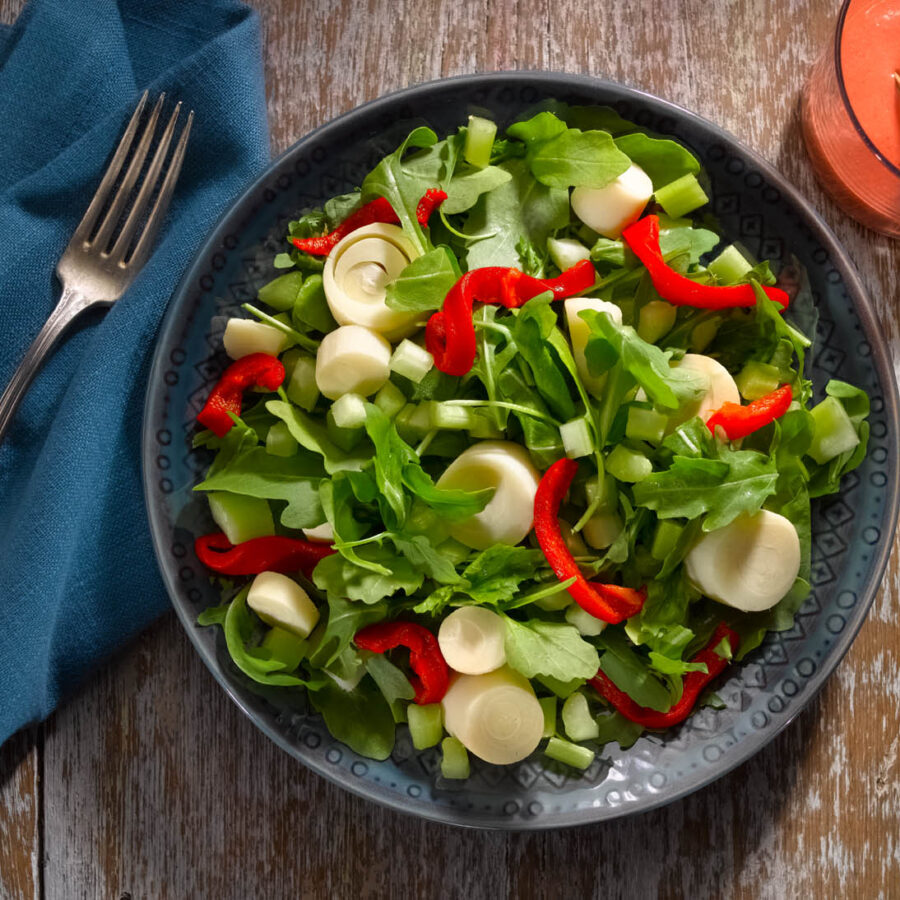 MyPlate Hearts of Palm Arugula Salad with Strawberry Vinaigrette