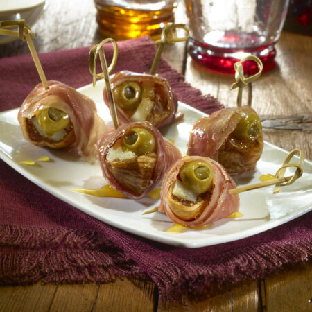 Serrano-Wrapped Fig and Olive Bites
