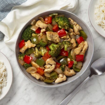 Stir-Fried Mojo Chicken, Peppers and Broccoli