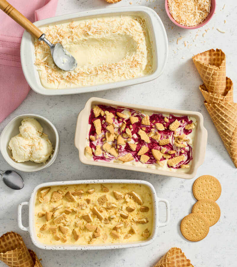 Easy Fruit Ice Cream Trio with Maria Cookies