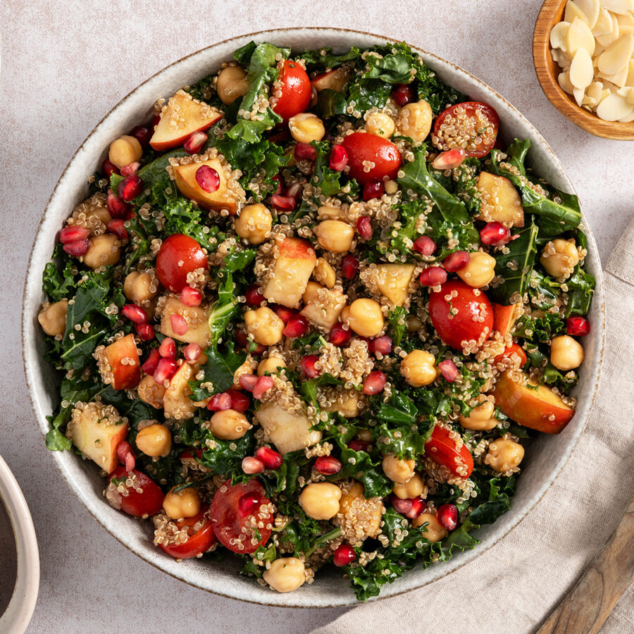 Chickpea and Quinoa Salad with Pomegranate – Balsamic Vinaigrette