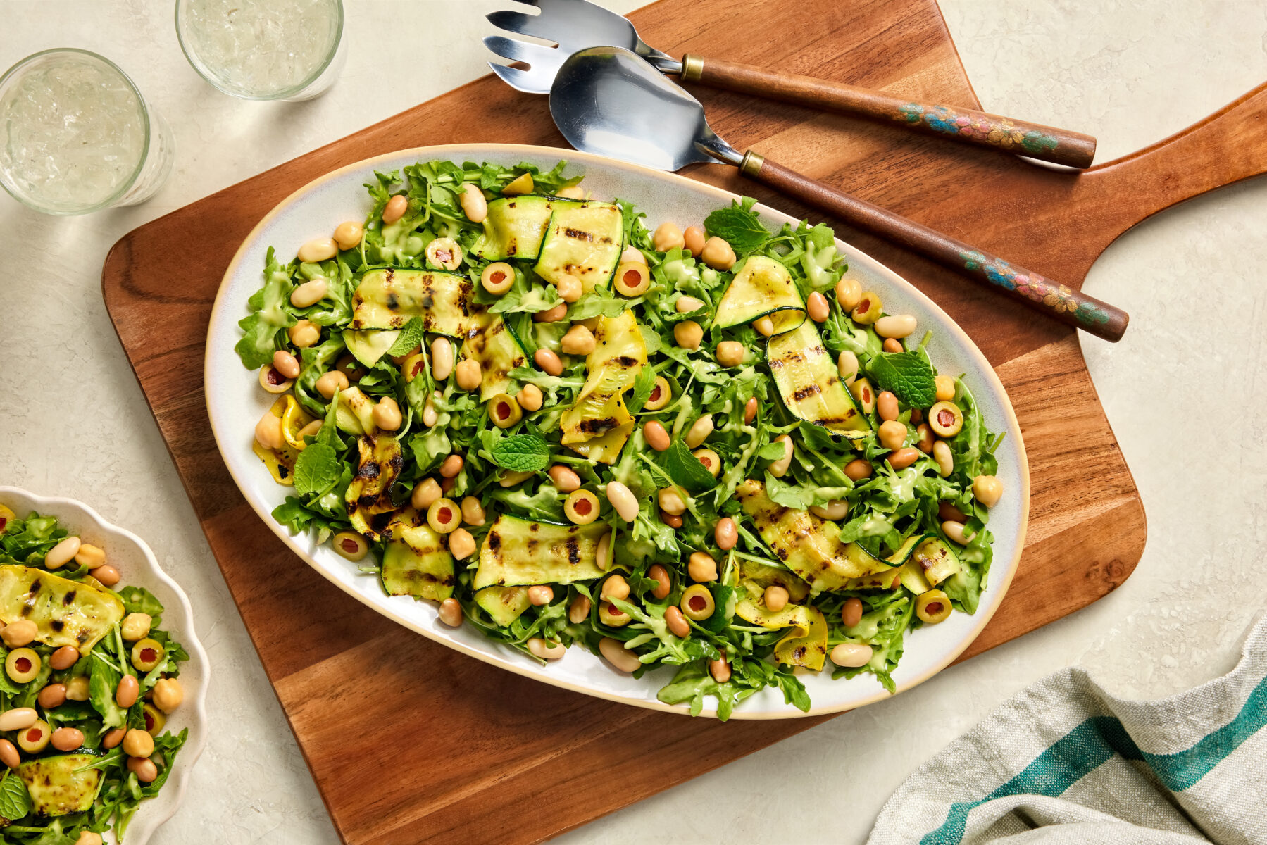 Three-Bean Salad with Grilled Zucchini and Avocado Dressing