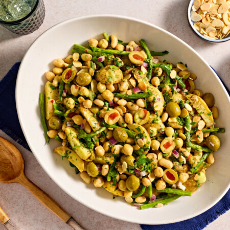 Roasted Potato and Bean Salad with Chipotle Avocado Dressing