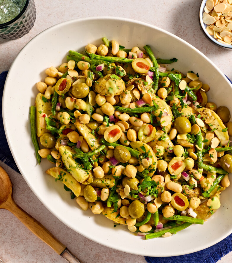 Roasted Potato and Bean Salad with Chipotle Avocado Dressing