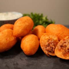 Alcapurrias with Cilantro and Aioli Sauce