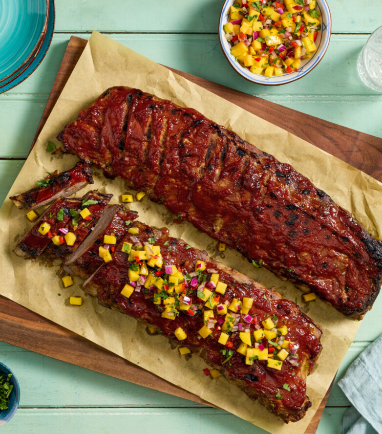 Mojo Grilled Ribs with Mango-Habanero Salsa