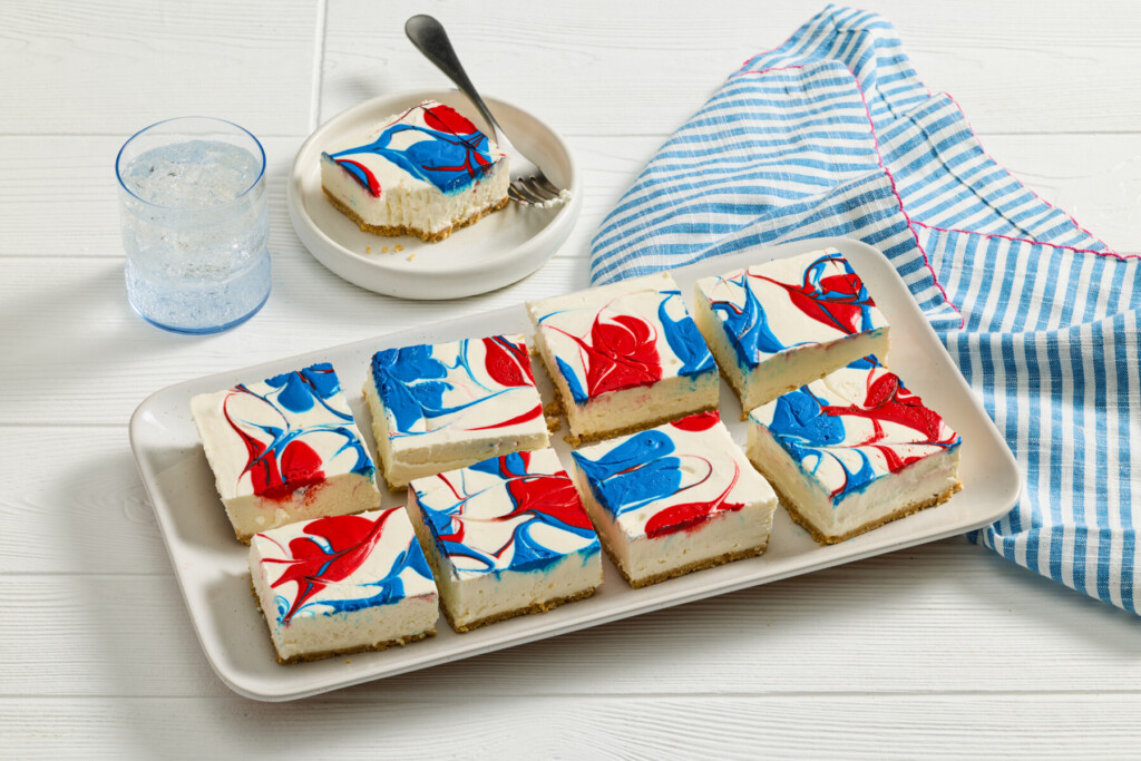 No Bake Patriotic Swirl Cheesecake Bars