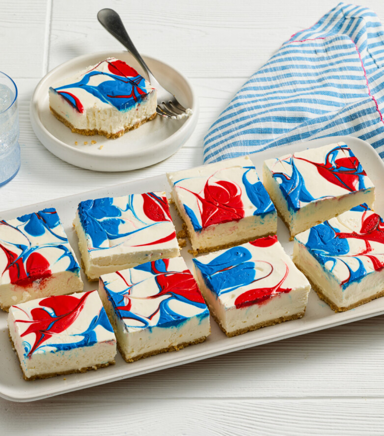 No Bake Patriotic Swirl Cheesecake Bars