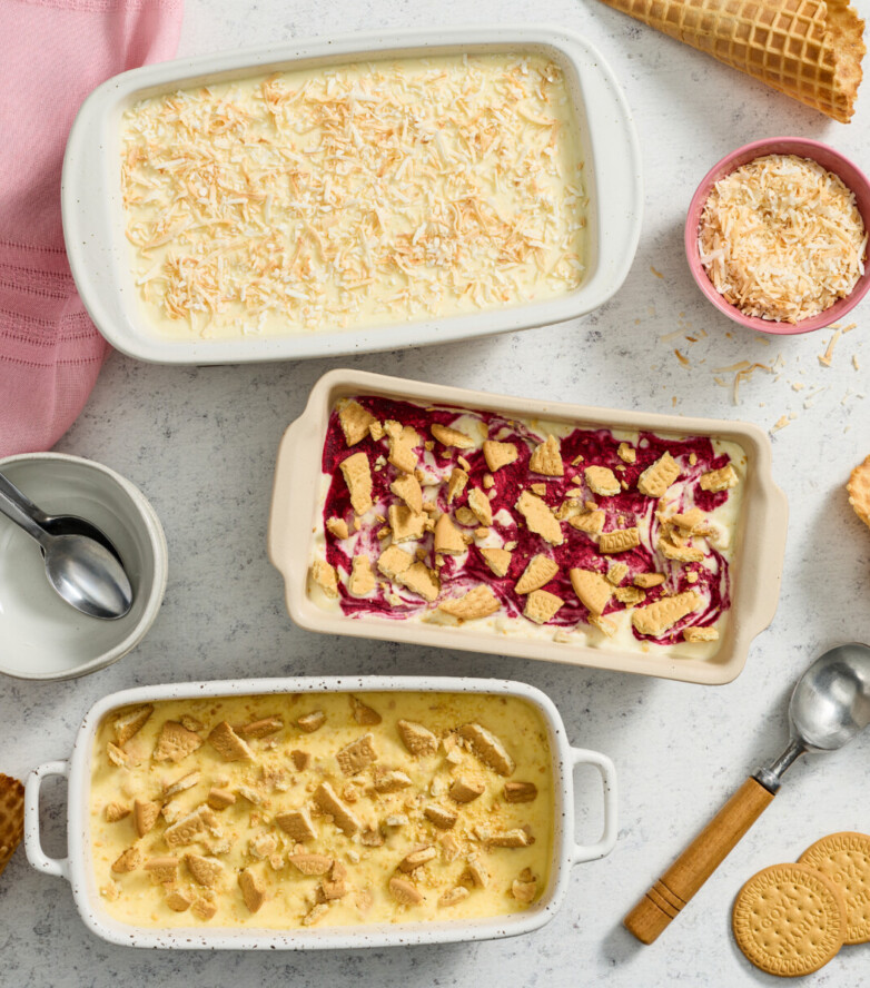 Easy Fruit Ice Cream Trio with Maria Cookies